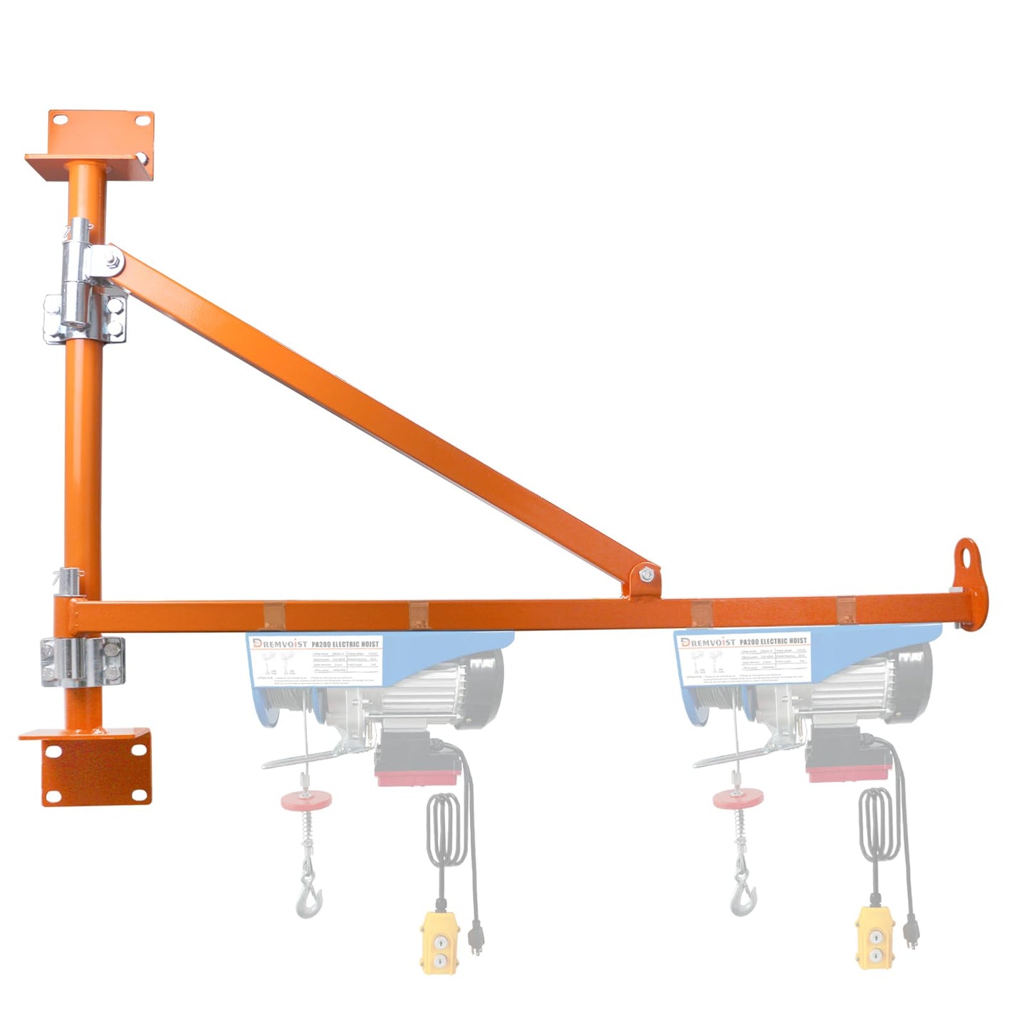 Wall Mount Jib Crane, Hoist Support Arm with 180°Swing, Electric Scaffolding Lift, Hoist Bracket, All Steel Construction 660LBS Capacity, Electric Hoist Holder Swing Arm with Pole, for Electric Hoist