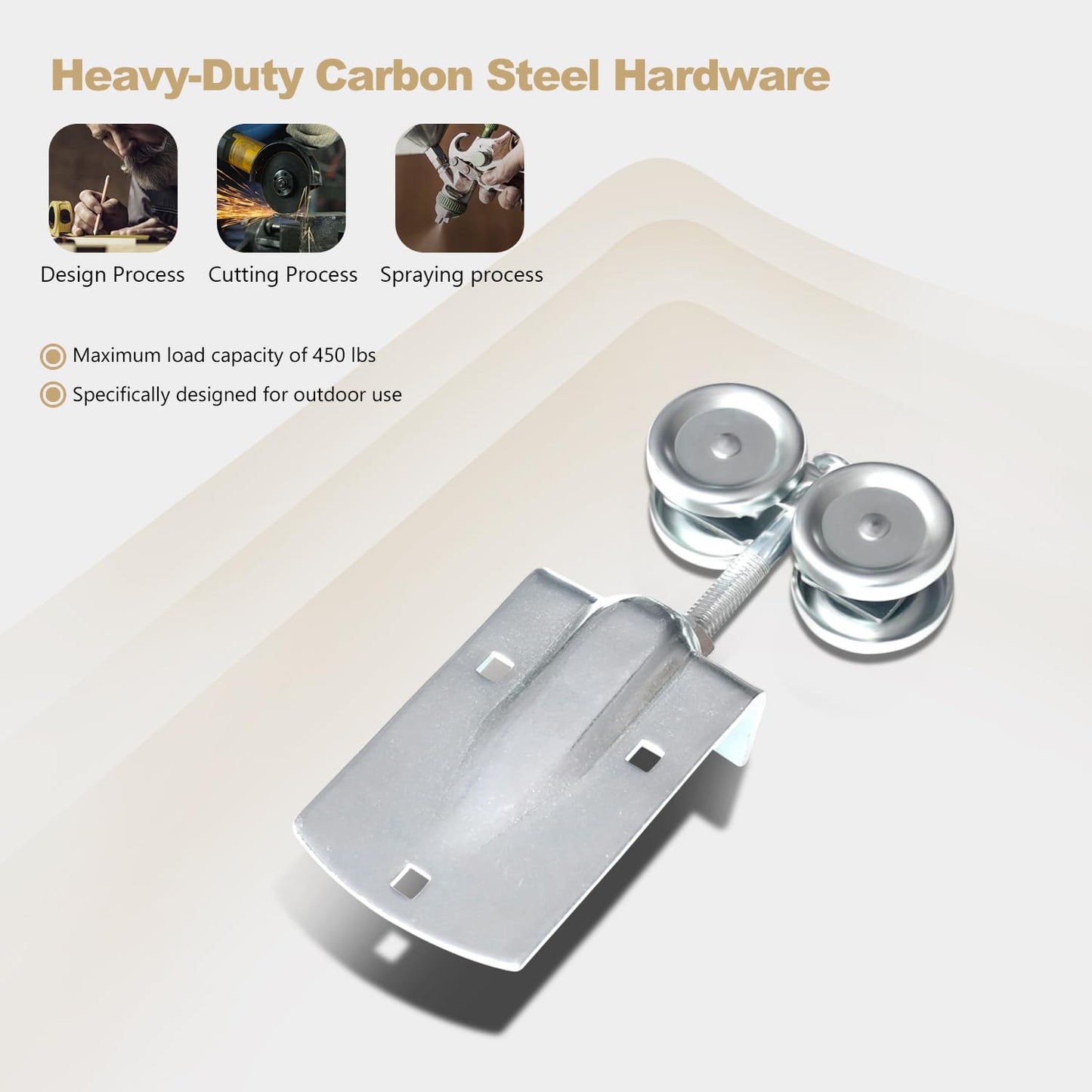 HARDJULAN 12FT Heavy-Duty Galvanized Steel Exterior Sliding Barn Door Hardware Kit, 450 lbs Capacity,Kit for Outdoor,Fit for MAX 1 Door Width 72in