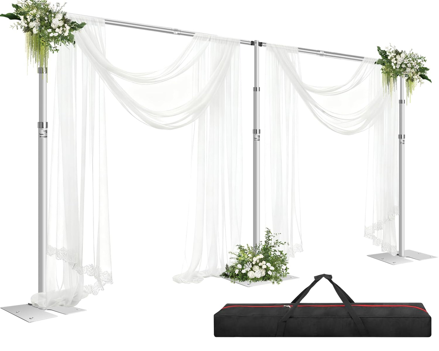 FUDESY 10x20ft Pipe and Drape Backdrop Stand Kit, Heavy Duty Adjustable Backdrop Frame with Flat Base for Photo Studio, Wedding, Party, Event Decoration