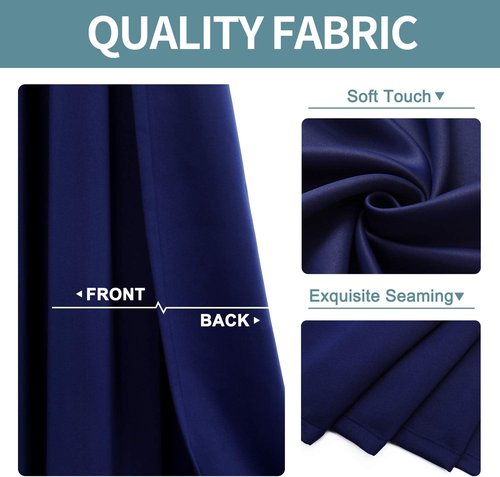 ChrisDowa Blackout Curtains - Thermal Insulated Room Darkening Panels, Navy Blue, 52W x 95L (Set of 2)
