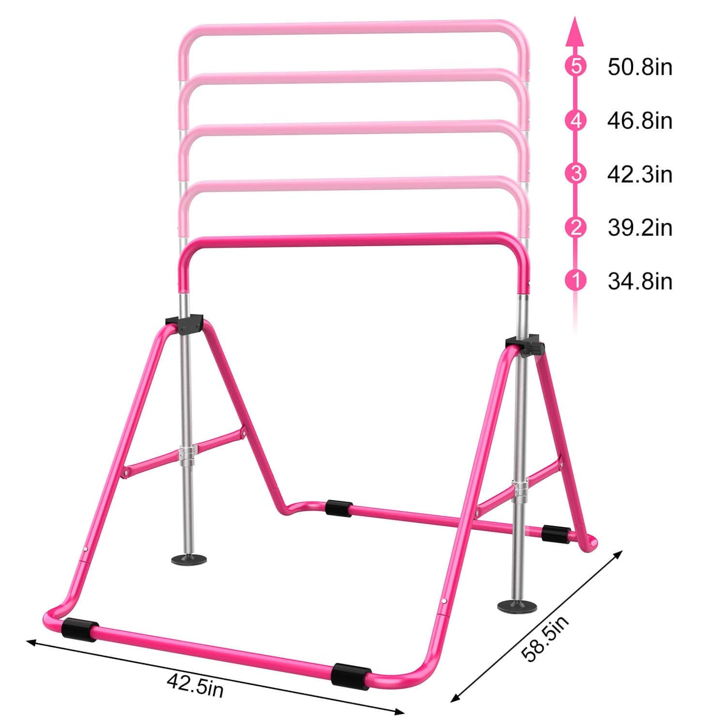 Tepemccu Expandable Gymnastics Bars, Adjustable Height Gymnastic Horizontal Bars, Children Folding Training Bar for Kids