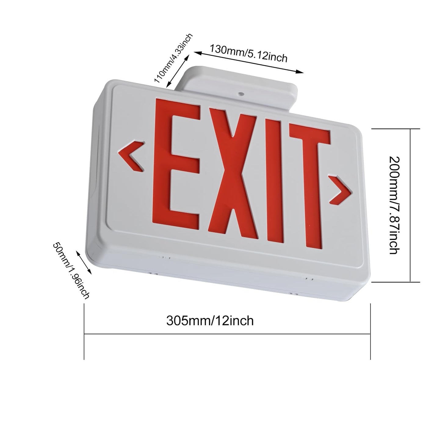 Apmeetlux Red LED Exit Sign,4Hours Plug in Cord Emergency Exit Light with Battery Backup for Business,Commerical Emergency Lighting Double Face UL 924 AC85-277V