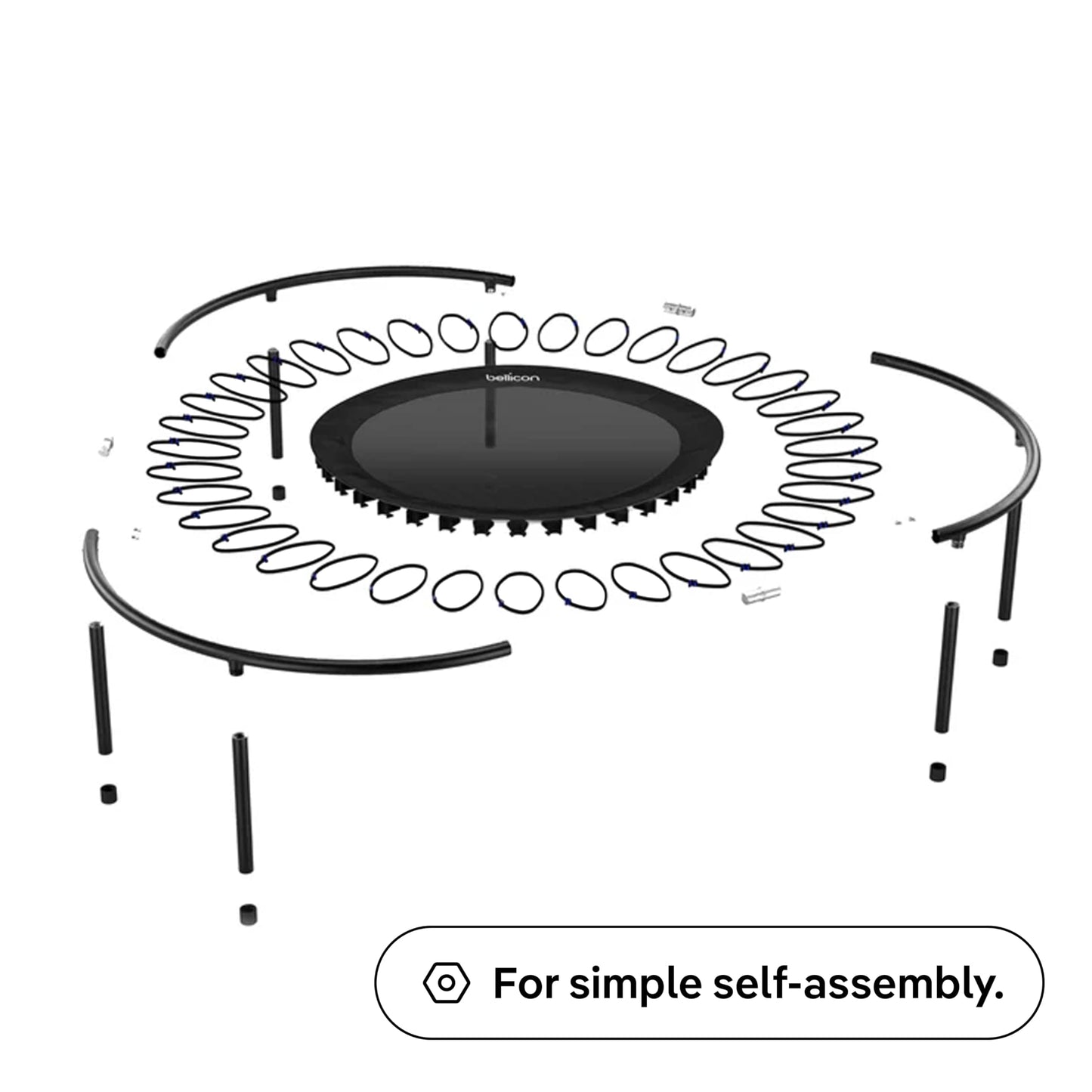 bellicon Mini Trampoline 49'' (Yellow) | Bungee Suspension up to 330 lbs | Indoor Fitness Rebounder for Adults | Foldable Legs