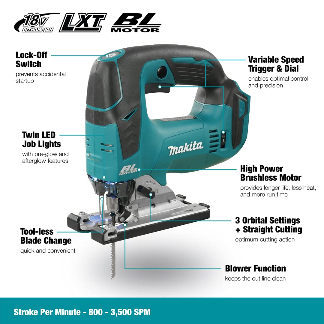 Makita Djv182Z 18 V Cordless And Brushless Li-Ion Jigsaw
