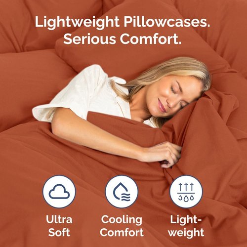 King Standard Pillow Cases - Soft Hotel Quality Pillowcase Covers - Comfy & Machine Washable - 4 Piece Set in Terracotta