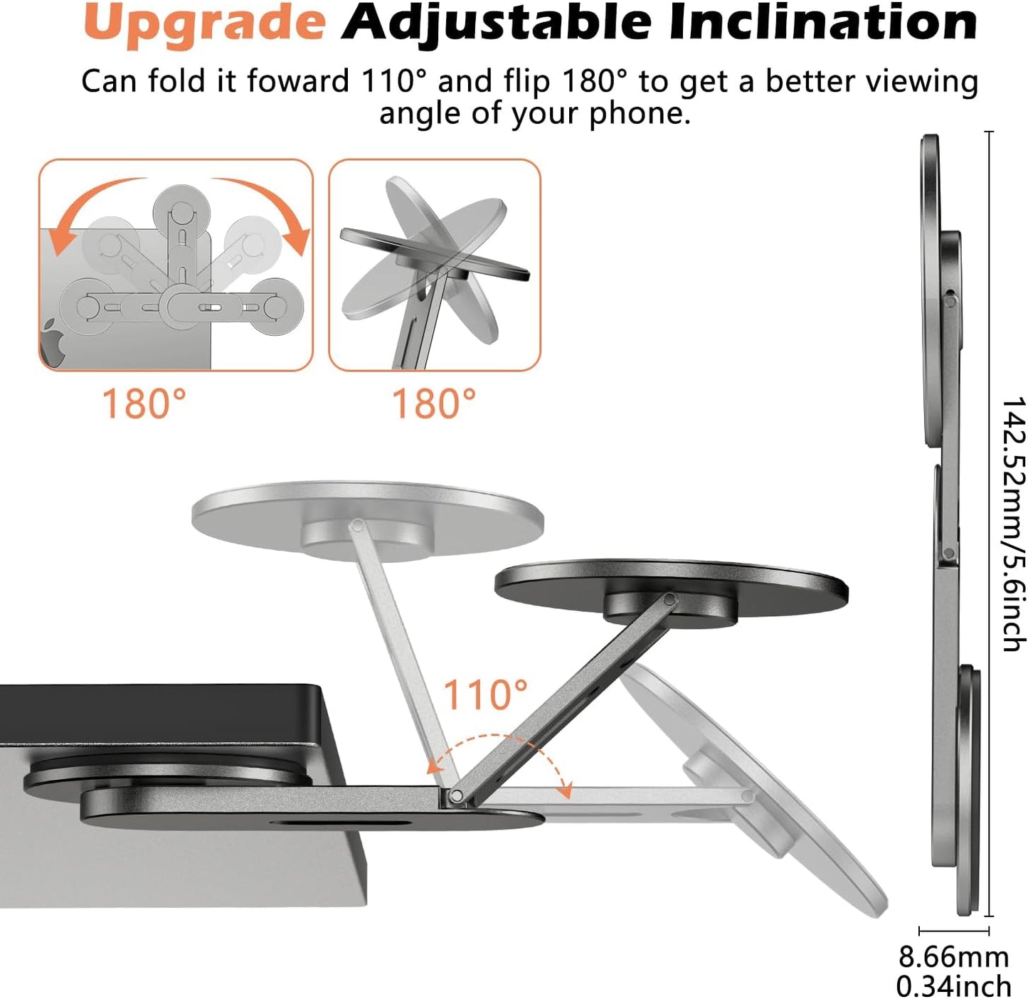 ALAFLY 360 17 Max/16/15/14/13/12 Magnetic Phone Holder for Laptop, Adjustable MacBook Monitor Side Mount for iPhone Pro