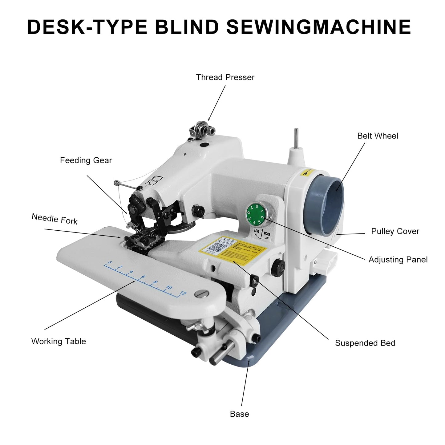 110V Portable Blind Stitch Sewing Machine - 1200SPM High-Speed Invisible Hemmer for Cuffs and Hems, Professional Single Thread Chain Stitch for Drapes and Garments, Built-in Motor