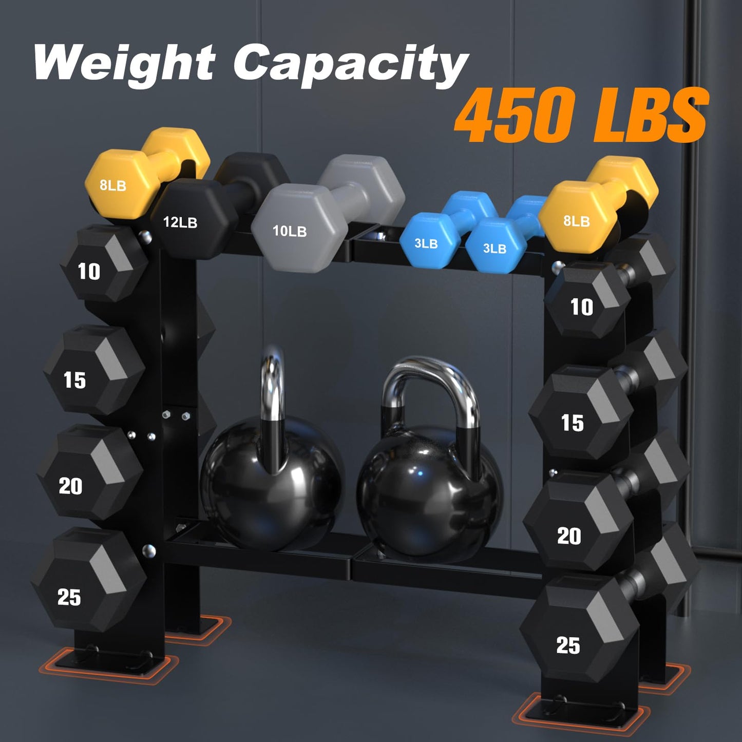 DERACY Dumbbell Rack Stand Only, 5 Tier Black Dumbbell Stand for Home Gym, Heavy Duty Steel Weight Rack Holds 8-30LB Pairs, 450LBS Capacity Free Weight Storage Organizer for Strength Training Equipment