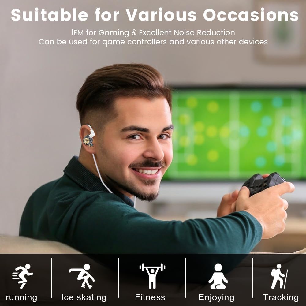 Yeabomy Ak6 3-Level Qkz Lucky in Ear Monitor, HiFi Wired Earbuds, Tunable Sound Wired Headphones Gaming Earbuds