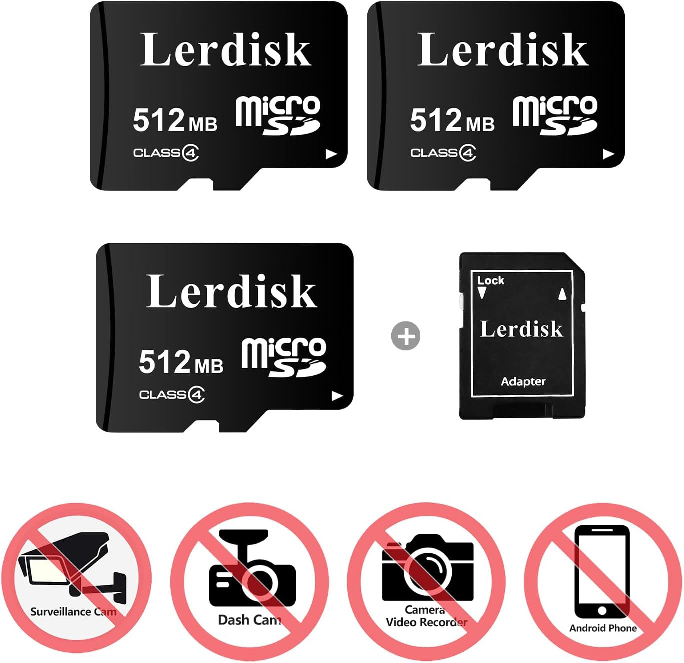 Lerdisk 512MB (0.5GB) Pack 3 MP3/Old Factory Wholesale Micro SD Card of in Bulk Low Capacity for Phones/Small Files