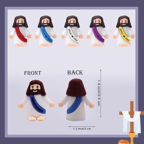 AKFAHOIF Mini Jesus Figurines - 100PCS Multicolor Tiny Jesus Figures for Easter Egg Stuffers