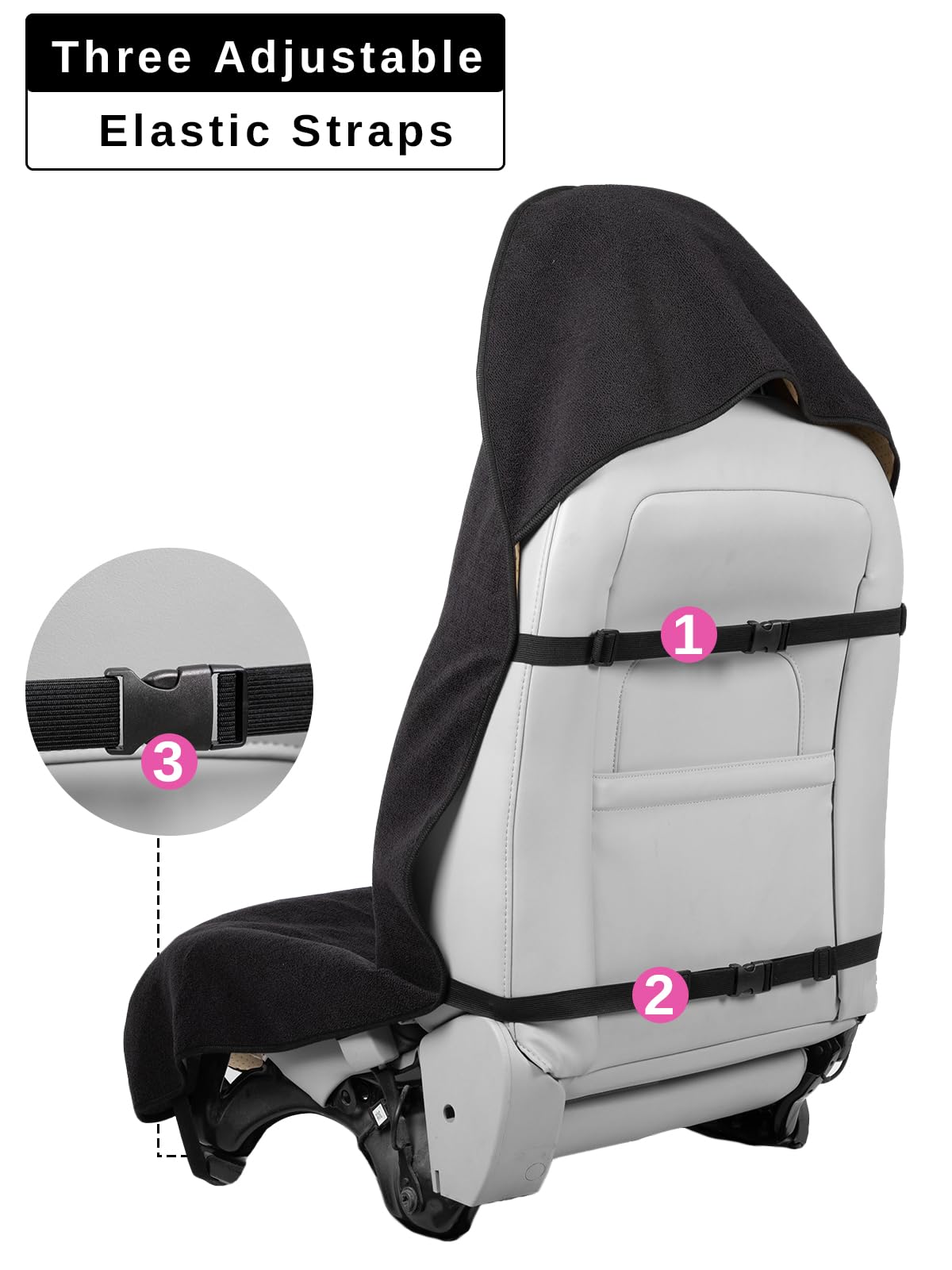Prpeko Terry Cloth seat Cover Universal Waterproof Car Sport Towel Seat Cushion Non-Slip Sweat-Absorbent Towel Cloth Suitable for Gym Workout, Universal Fit for Car SUV Van-Black