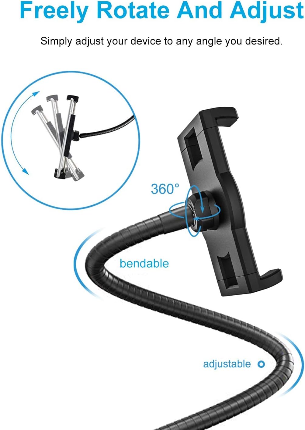 woleyi 20-inch 4-13" Car or Truck Seat Rail Tablet Mount, Heavy Duty Gooseneck Car Floor Tablet Holder Bolt Stand