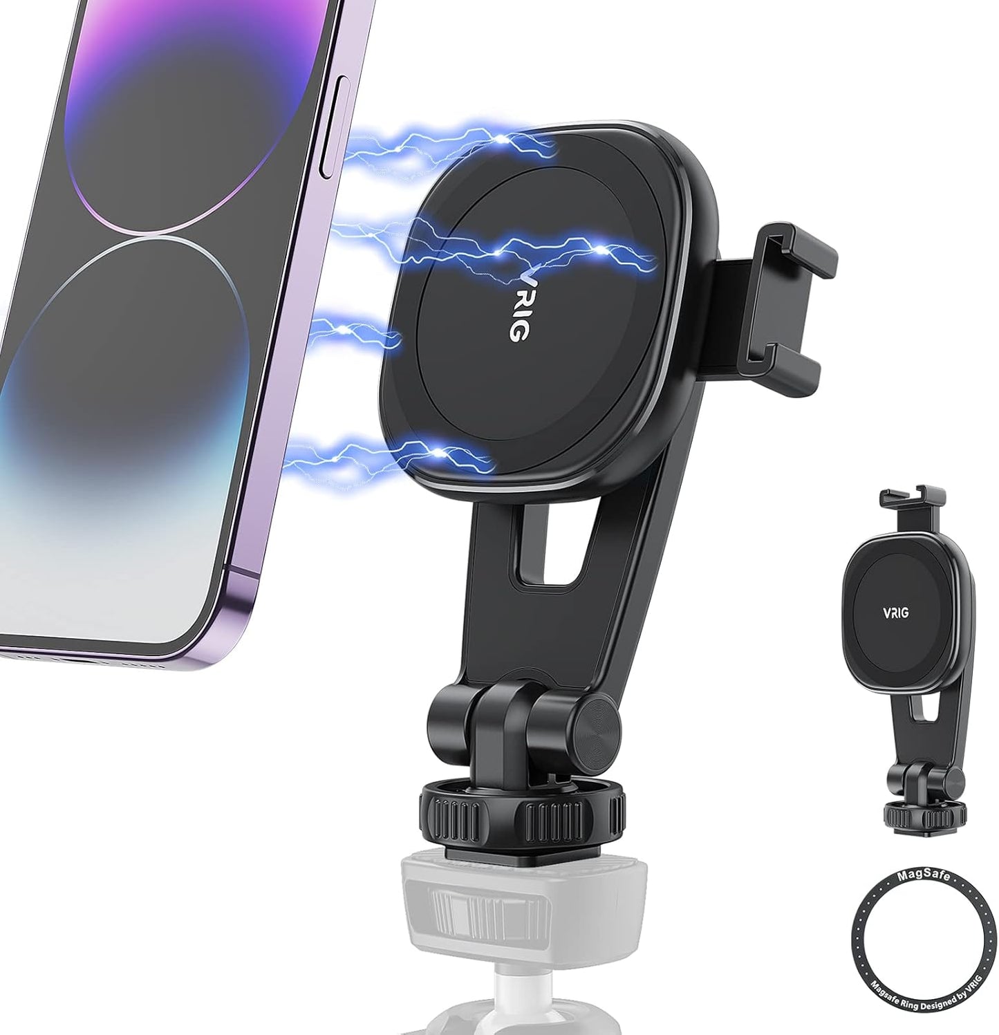 VRIG Express MG-03 17.16.15.14.13.12 Cases,360 VRIG Magnetic Phone Tripod Mount,Tripod Mount for Magsafe w Cold Shoe
