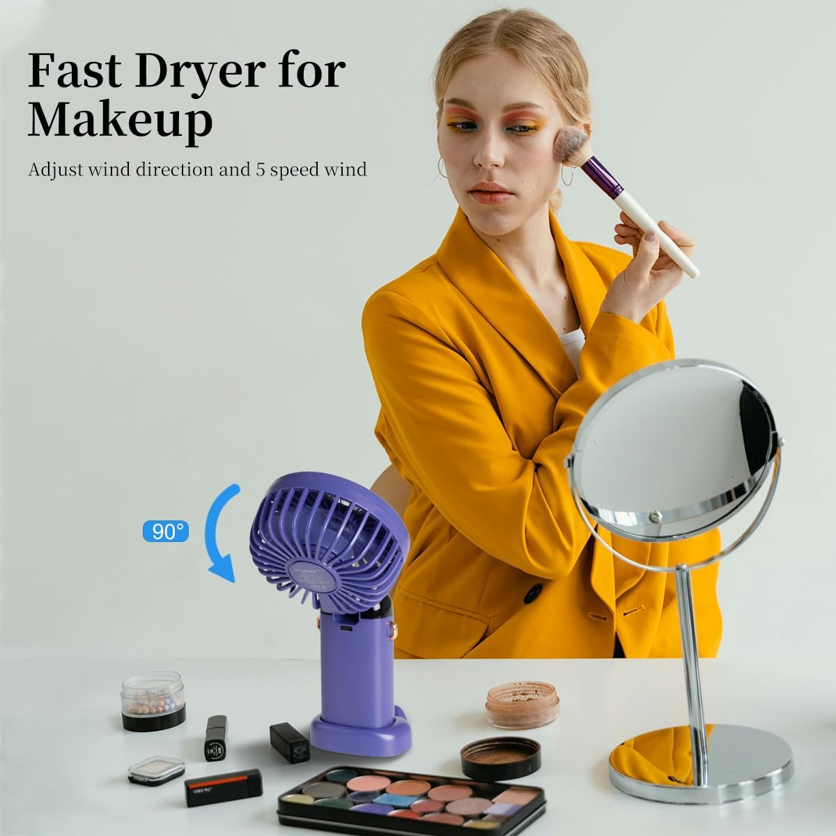 Skiennix Portable Handheld Fan - 3200mAh Battery, 12-Hour Runtime, 5 Speed Settings | 3-in-1 Design (Purple)