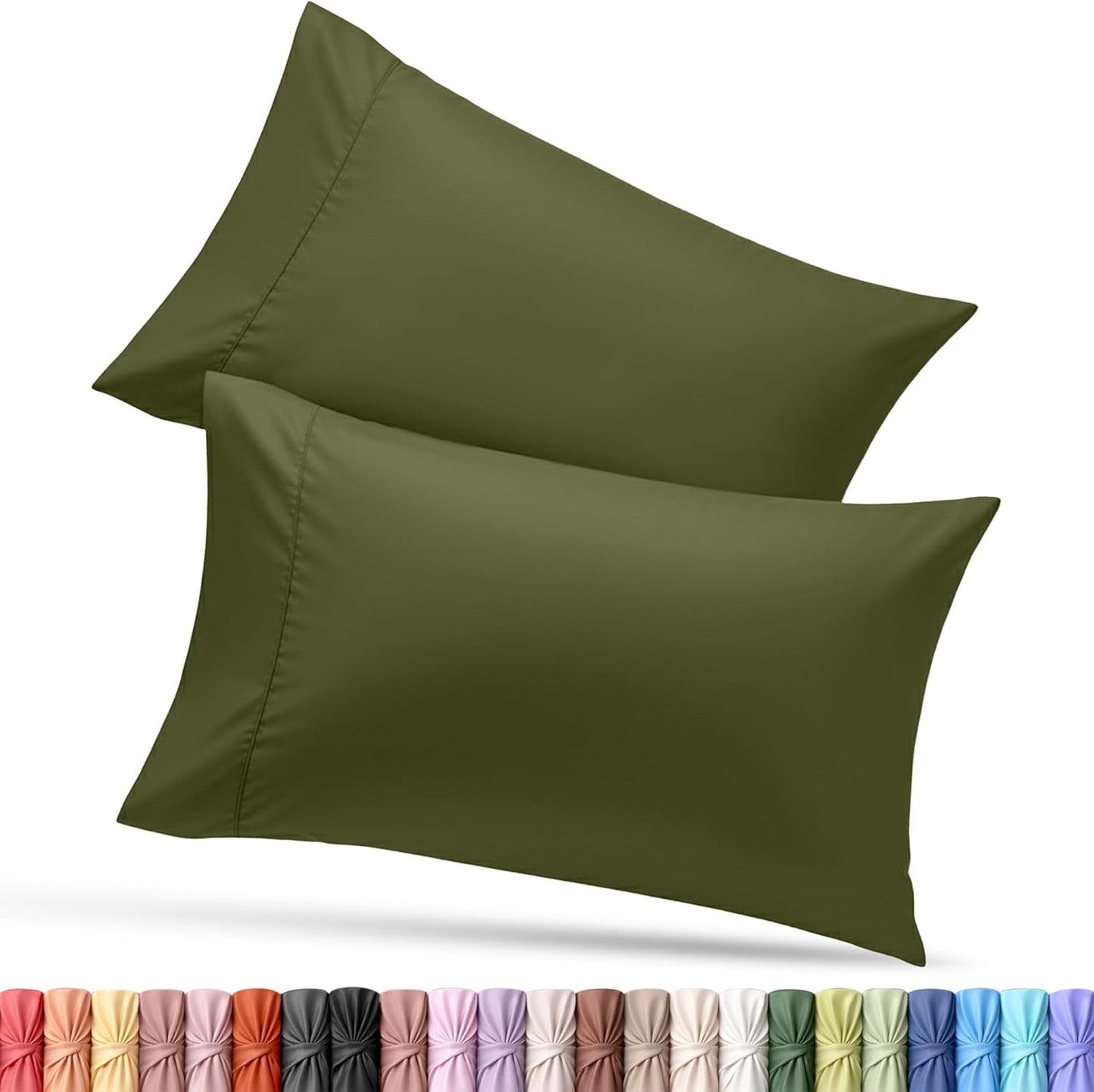 Utopia Bedding Queen Pillow Cases - Soft Brushed Microfiber - 2 Pack, Olive | Fade & Shrinkage Resistant 20 X 30 Inches