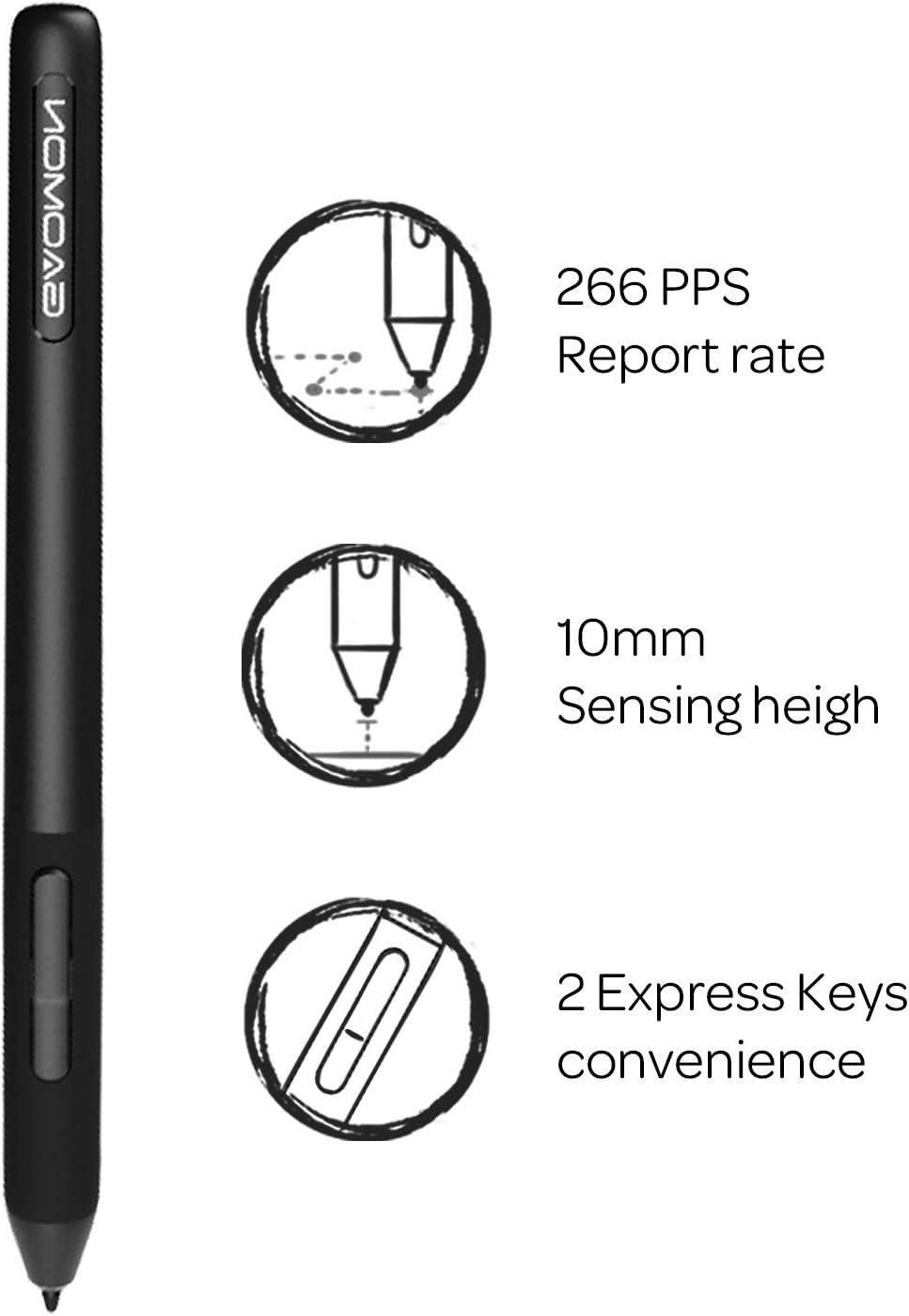 GAOMON AP32 8192 PD2200/S620/S630/M10KPRO/M106KPRO/M1220/M1230 Art Paint Battery-Free Levels Pressure Passive Stylus