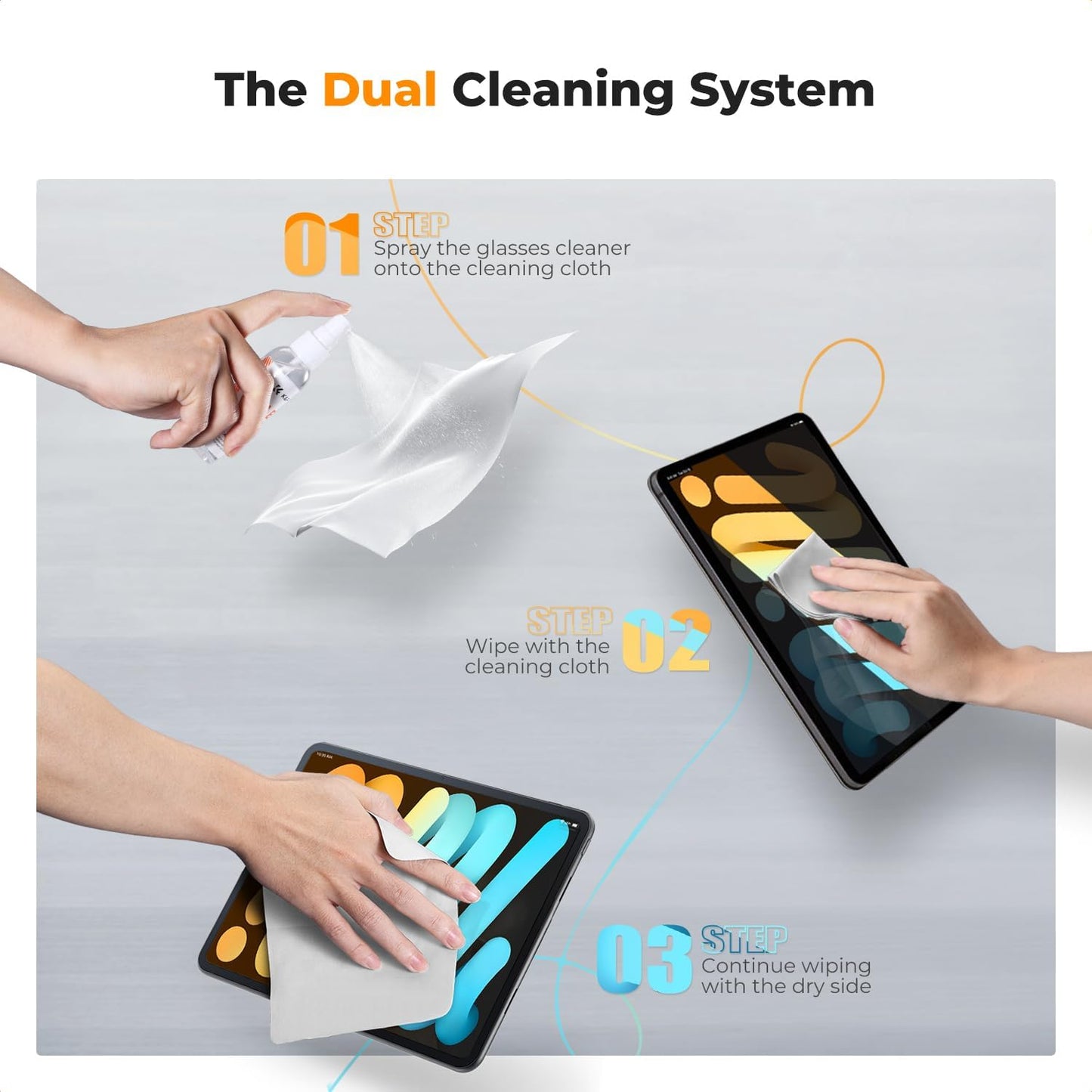 K&F CONCEPT 60ML x1 x1 Headset, Lens Cleaner Spray Kit | Glasses Cleaner + Microfiber Cleaning Cloth | Lens and Screen