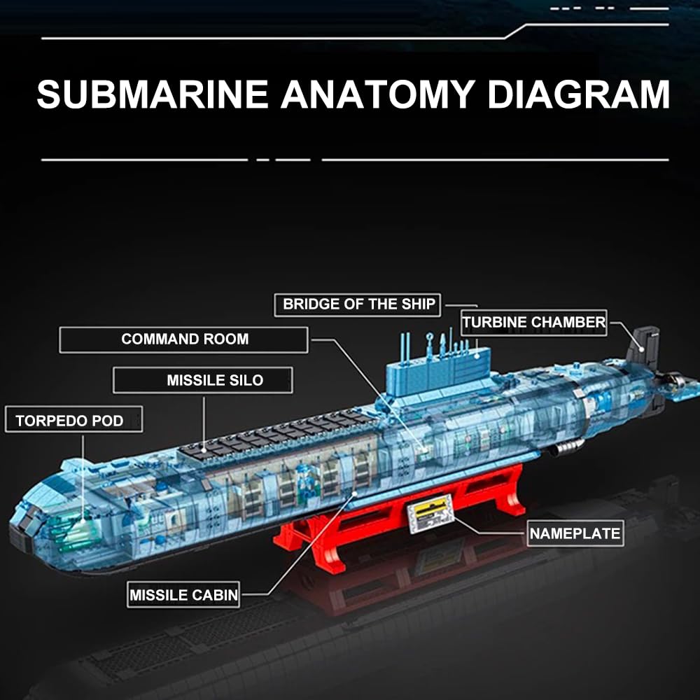 Wyiauy 941 Nuclear Submarine Military Series Battleship Building Kit, 4474 Pieces - The World's Largest Nuclear Submarine, Toy Gift Ship Building Block Set for Adult Collection