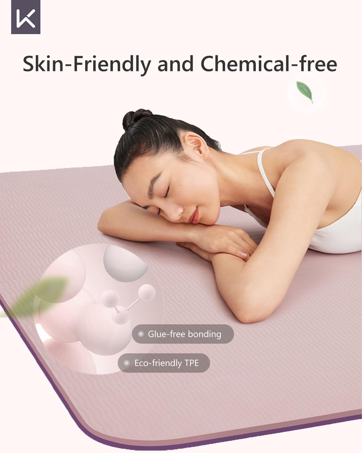 KEEP Yoga Mat 7mm Thick Non Slip - Extra Cushion TPE Exercise Mat for Home Workout & Pilates, Eco Friendly Knee Protection, 72"x24" Large Fitness Mat with Carrying Strap,pink