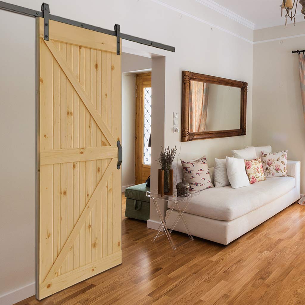 Kimberly Bay K-Bar Solid Pine Core Unfinished Interior Barn Door Slab DIY Kit 83.5 in. x 36 in.