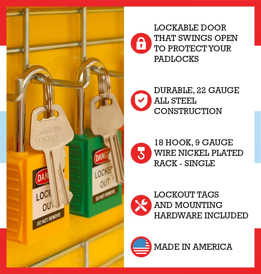 Windy City Cabinet Lockout Tagout Kit, Padlock Control Center for Safe Padlock Storage