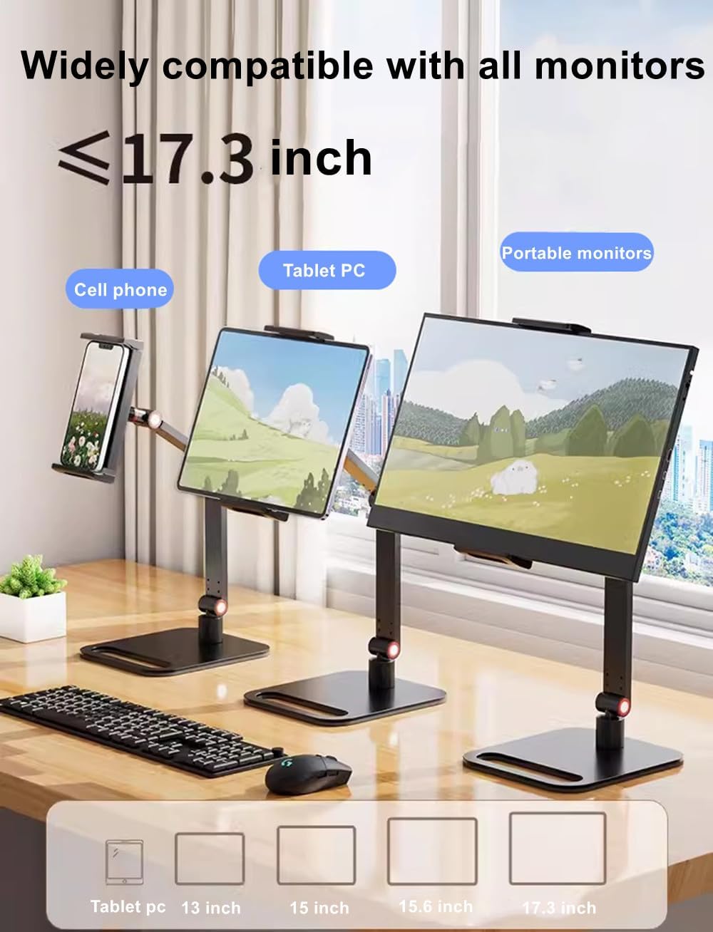 12-17.3 Inch 16 Inch 12.9inch Portable Monitor Holder for Screen Desk Holder Metal Stand Universal Expandable Display