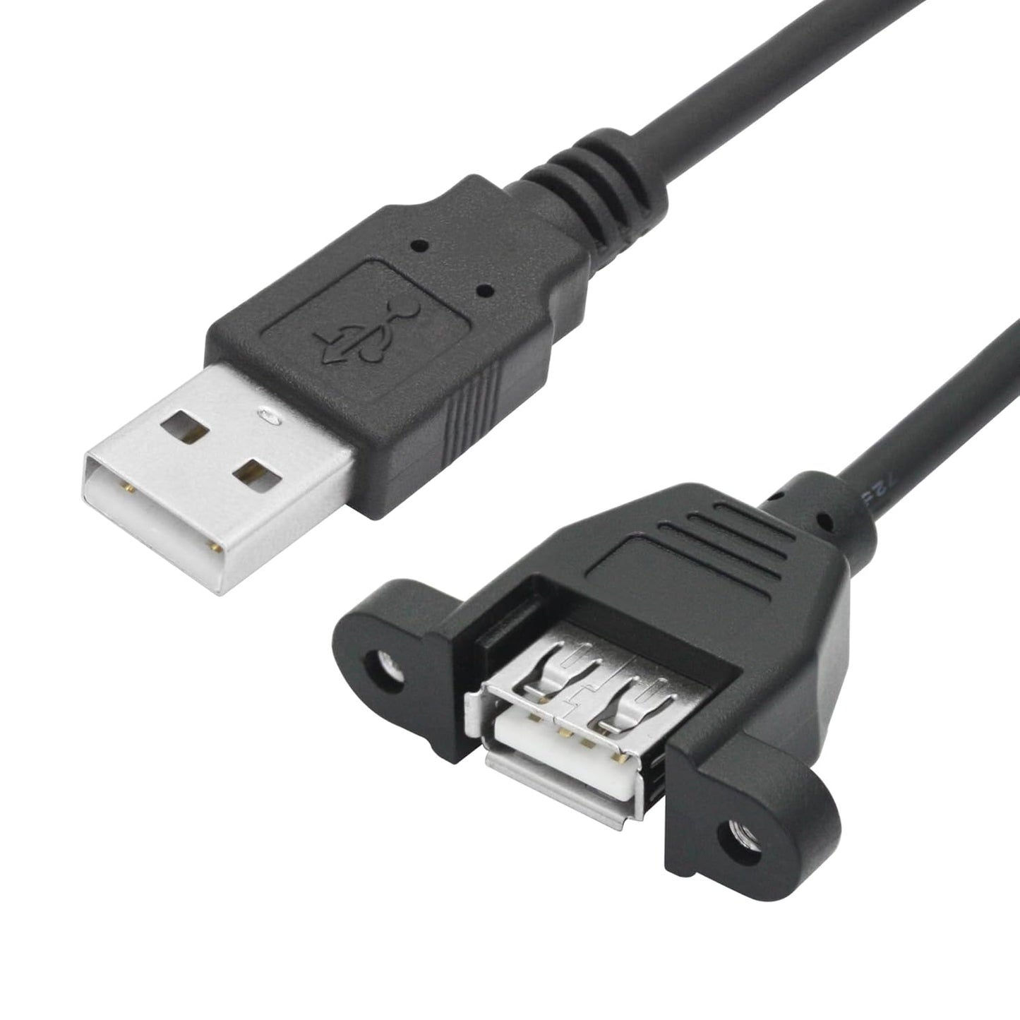 2Pcs 2.0 1FT, USB Panel Mount Extension Cable USB Type A Male to Female with Ears Can Fixed Charging and Data