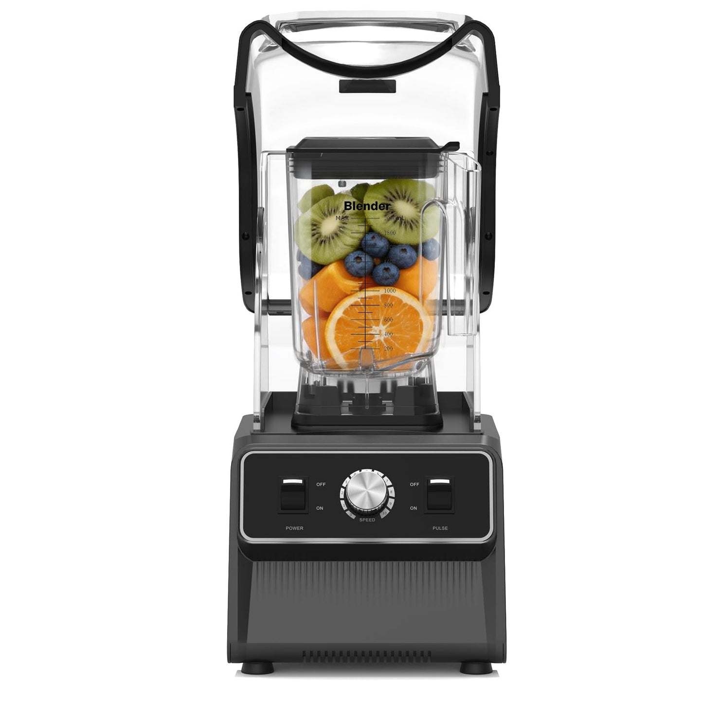 XQSHUNFUN Silent Commercial Blender, Professional Quiet Blender for Smoothies, Heavy Duty Bar Mixer for Frozen Drinks, 1800W High Power with Sound Shield Enclosure, 68oz Pure Copper Motor