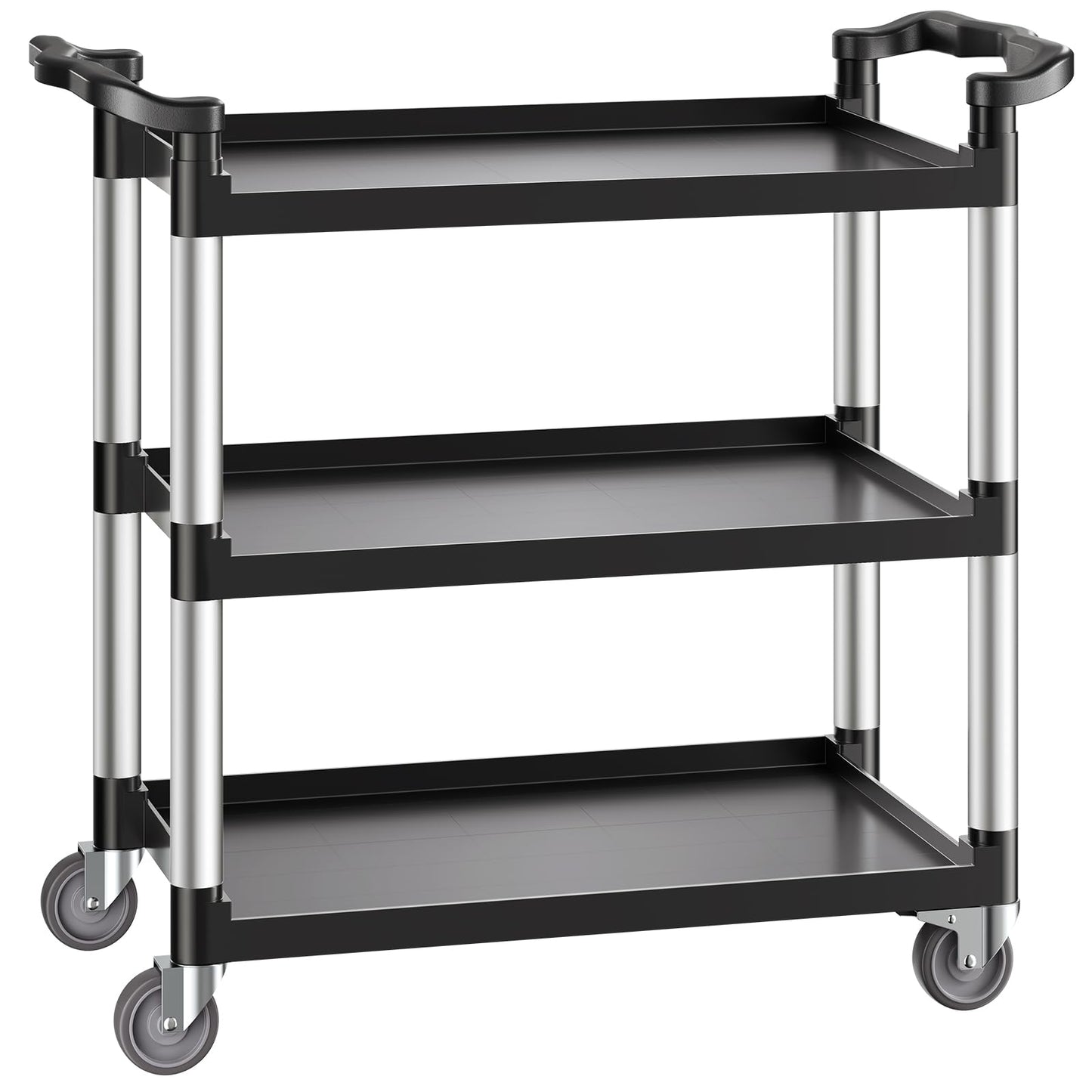 VEVOR Utility Cart, 330 lbs Load Capacity, 3-Tier Utility Plastic Cart with 360° Swivel Wheels (2 with Brakes), 31.1 x 19.3-inch Food Service Cart for Warehouse, Office, Home, Restaurant, Kitchen