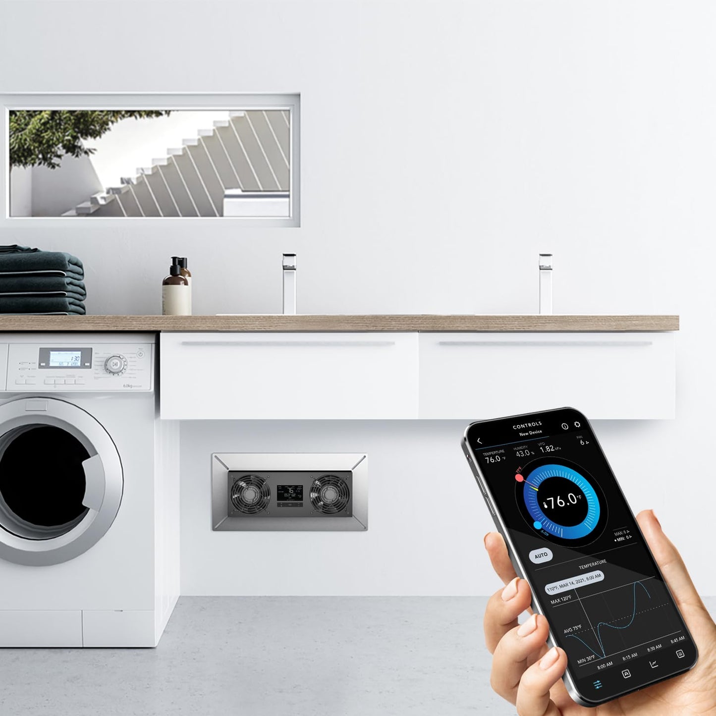 AC Infinity AIRTITAN T8, Crawlspace Basement Ventilator Fan, with WiFi App-Compatible Temperature Humidity Controller, IP-55 Rated, Exhaust