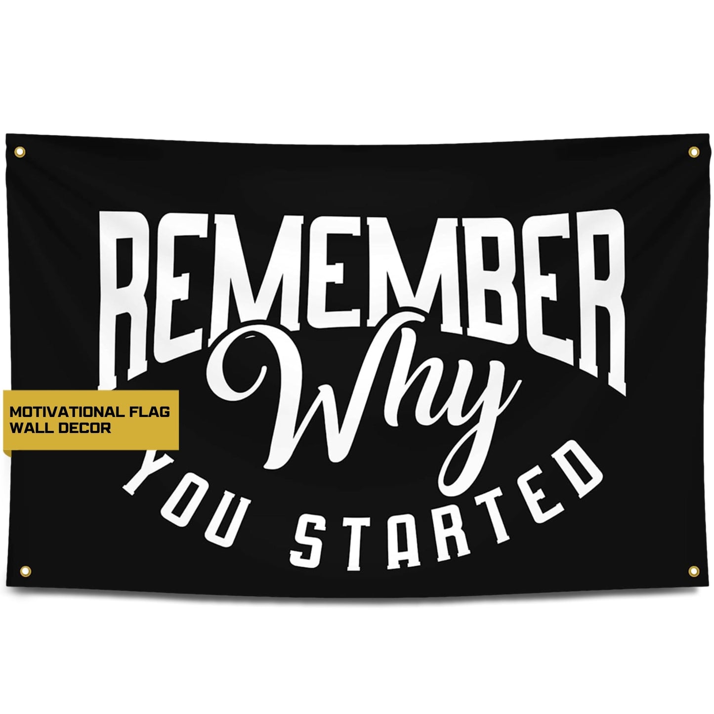 Gold Trident Flags Remember Why You Started Motivational Gym Banner – Discipline Poster for Gym, Dorm, Home Workout Space – Cool Fitness Wall Decor – Durable Polyester, Double Stitched Flag – 3x5 Feet