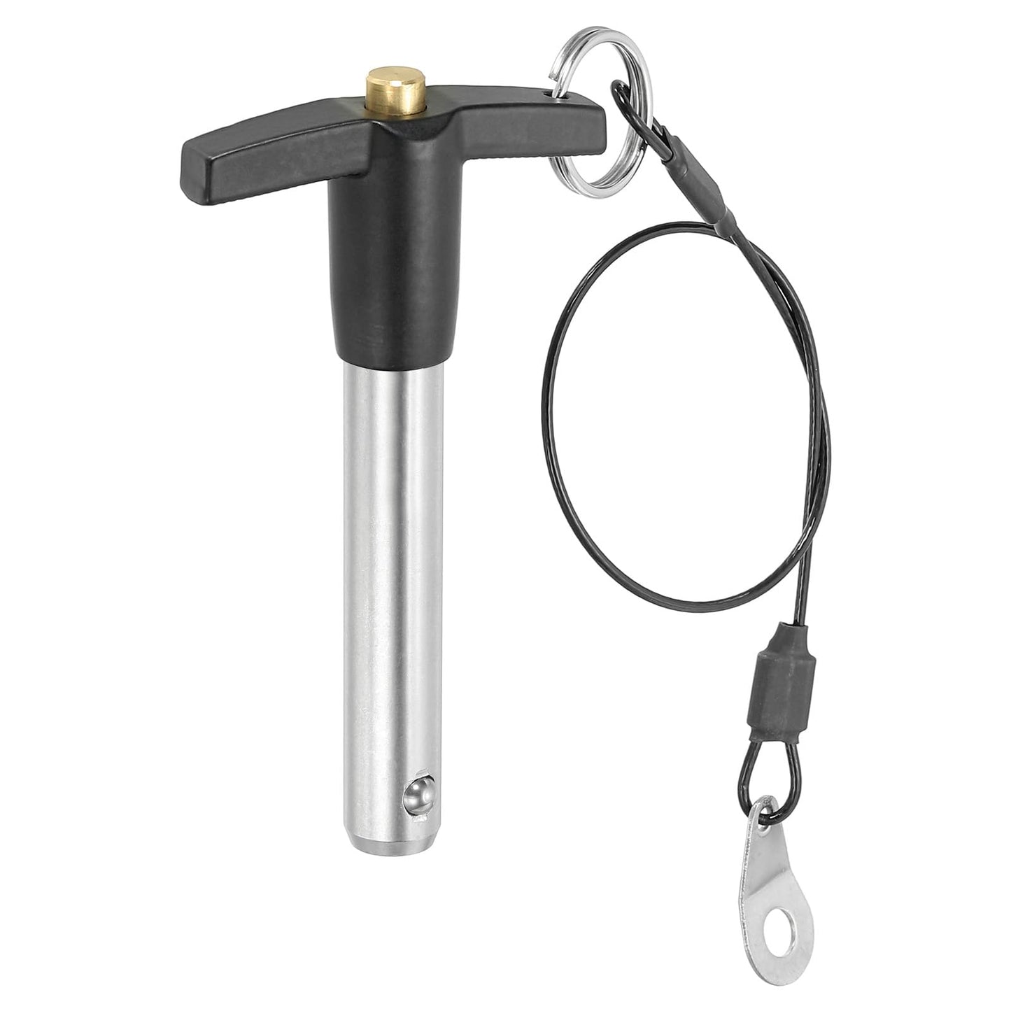 PATIKIL T Handle Lock Pins 1/2 x 1.97 (12 x 50mm), Quick Release Pin 304 Stainless Steel Safety Locating Pins with Push Button 25 cm Lanyard Cable