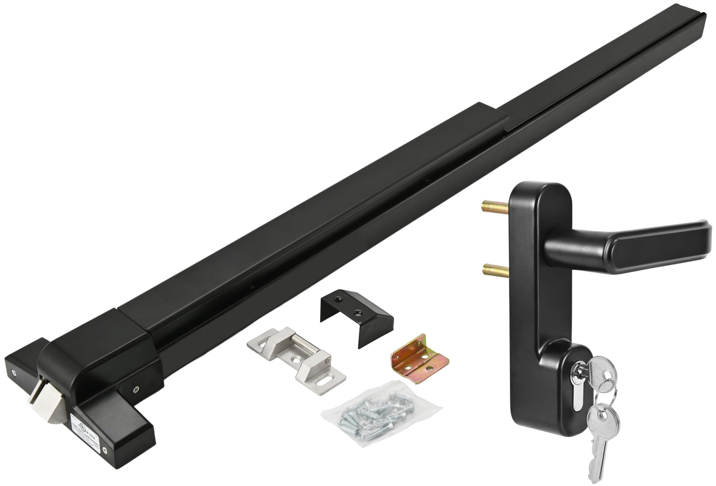 NCLTHS Commercial Push Bar Panic Exit Device with Lever Handle, 304 Stainless Steel, UL10C & ANSI Grade 1 Certified, Emergency Door Hardware (1710P- Push Bar Panic Exit Device+Lever Handle)