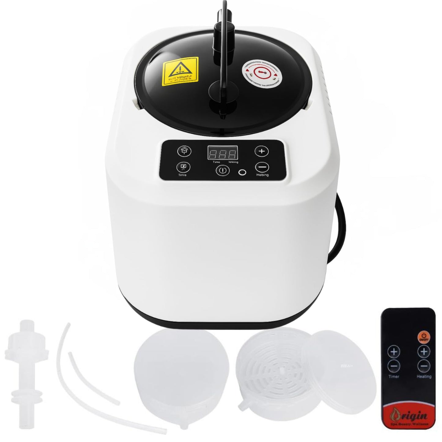 HOSOUTION 5L Sauna Steamer with Larger Volume and More Steam Output, Fcc Certified 5L & 2000W Steam Generator, Sauna Steamer Machine with Remote Control, Portable Sauna Steamer, White