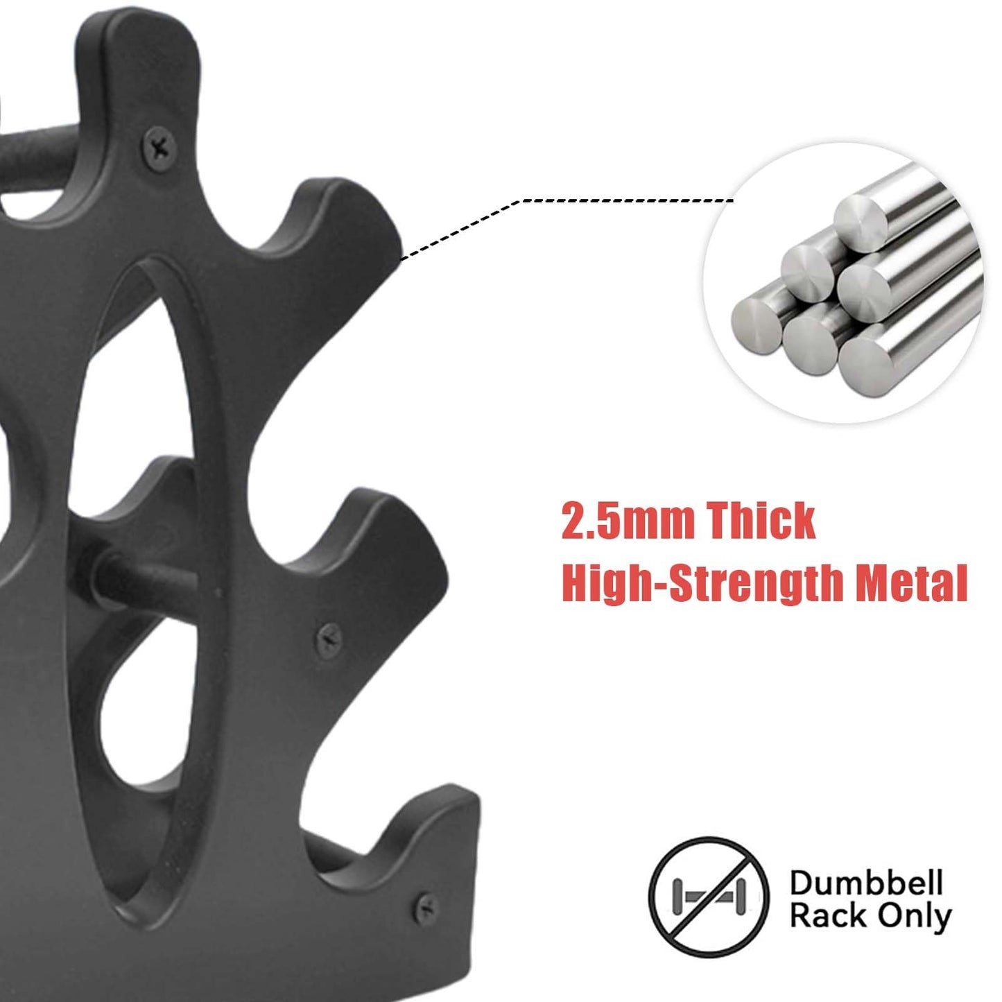 3-Tier Dumbbell Rack Only for Home Gym Women Dumbbell Holder with Handle Weight Racks For Free Weights Dumbbell Tower (Dumbbells Not Included)
