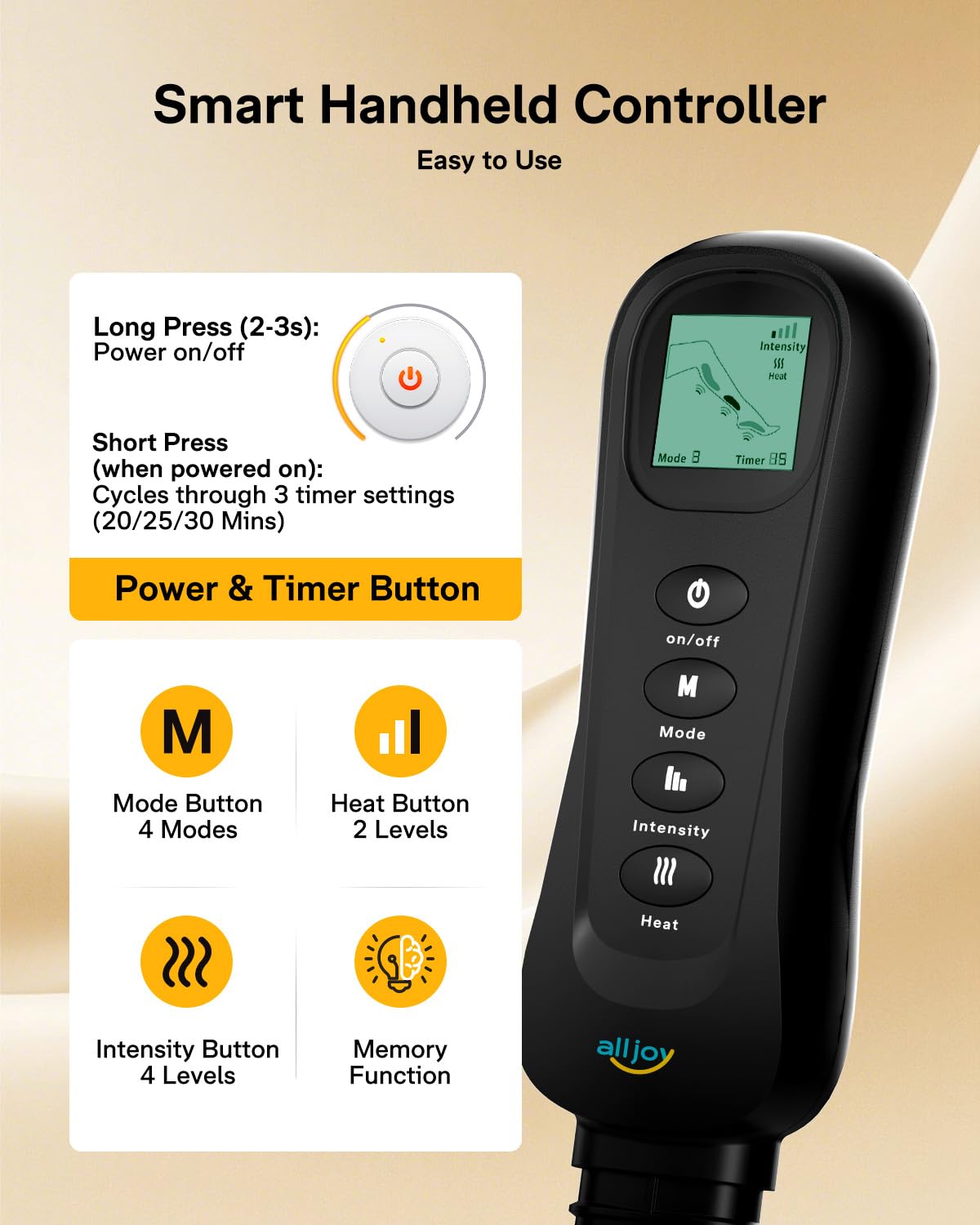 ALLJOY Father-s Day Gift-s for Dad Men, Leg Massager with Heat and Compression, Sequential Leg Compression Massager Boots w/ 2 Heat 4 Mode 4 Intensity, Leg Massager for Circulation and Pain Relief FSA