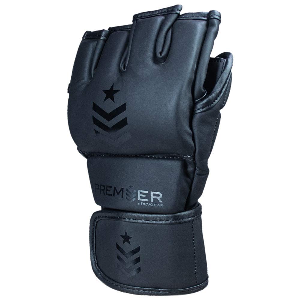 Revgear Premier MMA Grappling Gloves | Multi-Purpose, MMA, Kickboxing, Martial Arts and Boxing | Comfortable and Durable (Black/Black, Large)
