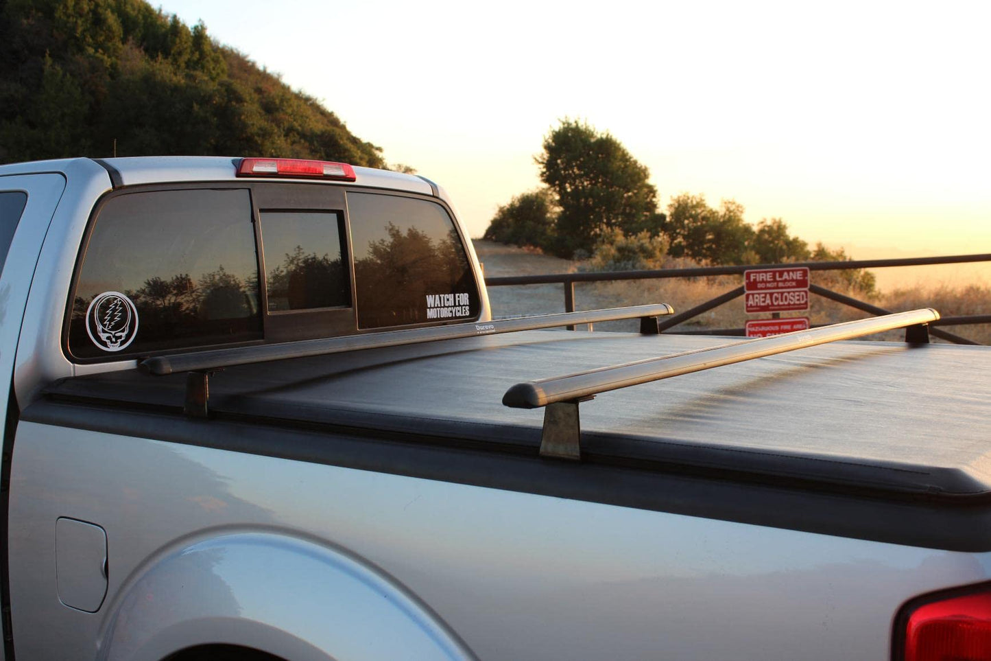 Truck Rack with Two Cross Bars and Four Brackets for Pickup Bed, Universal Aluminum Black Bar Length Adjustable from Min 49” to Max 64” Works with Tonneau Cover that Mounts on Top of Rails