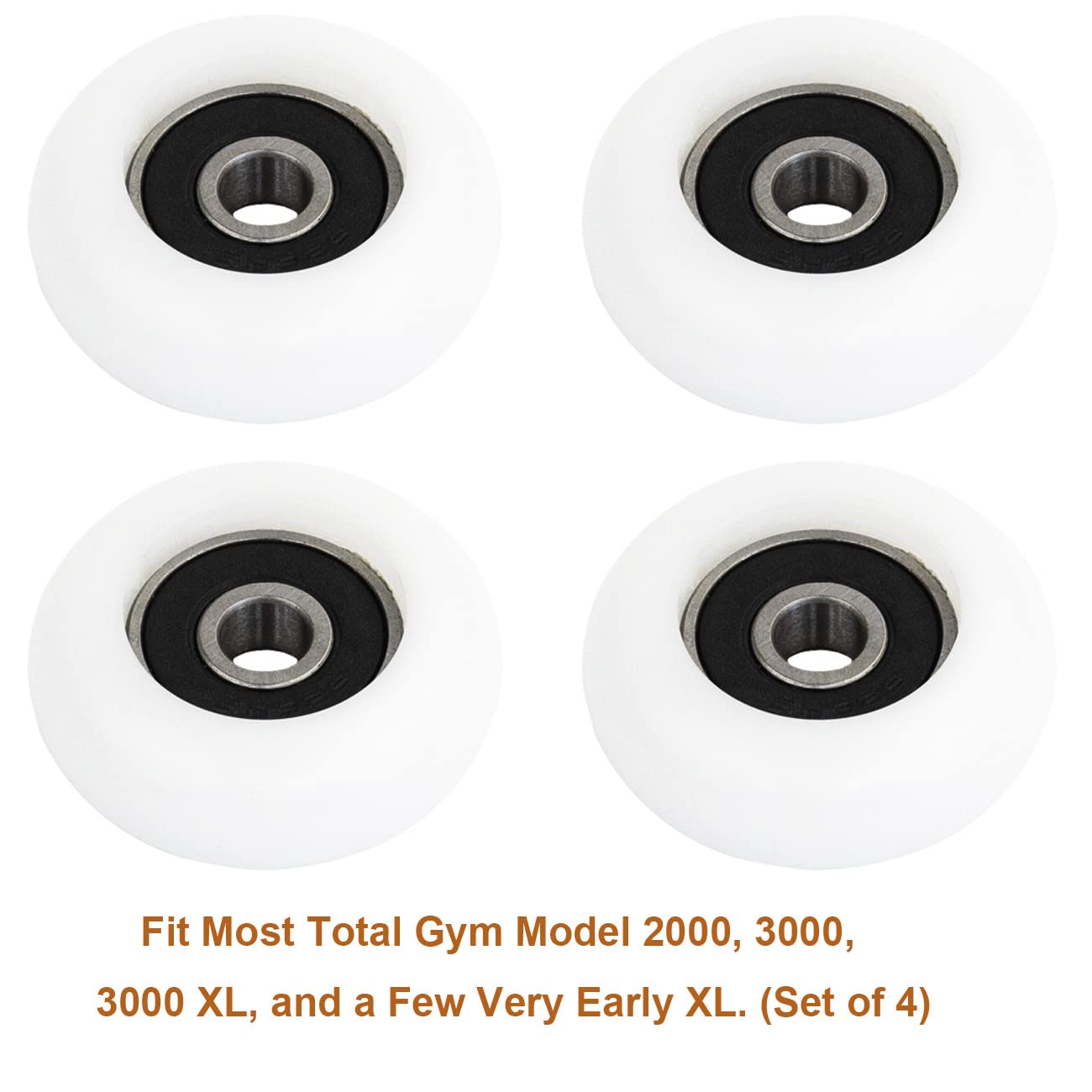 Total Gym Wheels/Rollers 2000, 3000, 3000 XL, and a Few Very Early XL, Platinum Plus, Pro, Supra and Many Others Set of 4 (White)