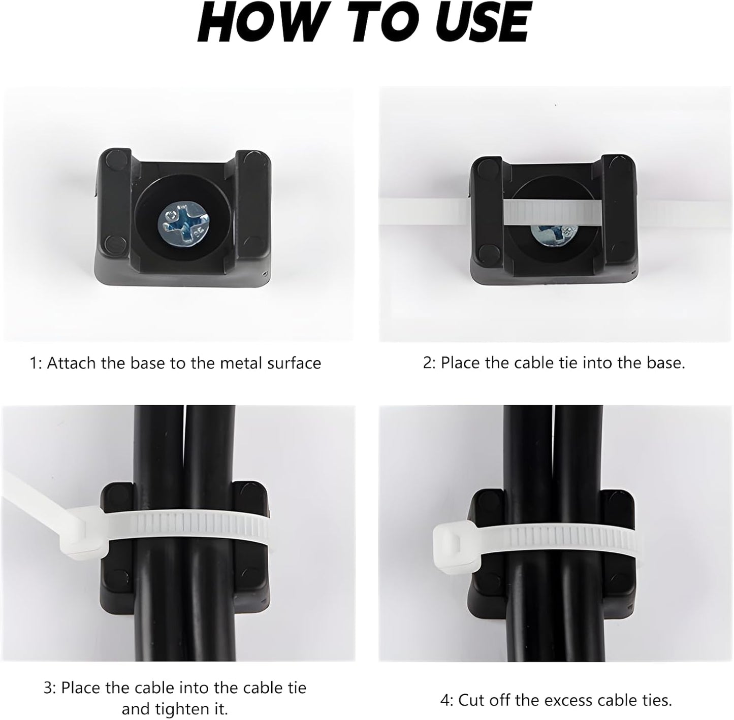WGYKLRL 20Pcs 100 (22mm) Magnetic Zip Tie Mount and Nylon Cable Ties, Magnetic Cable Clips, Multi-purpose Cable Tie