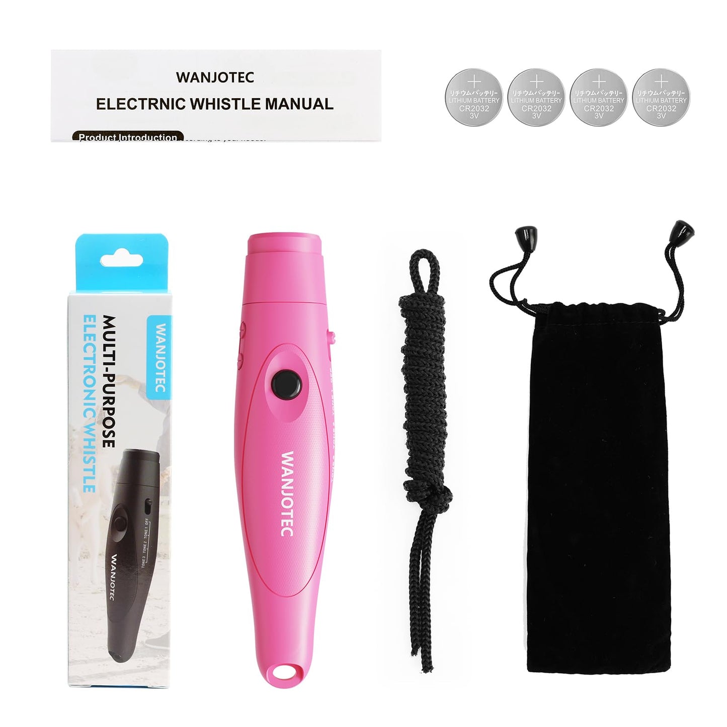WANJOTEC Electronic Whistle for Teacher Coaches, 3 Tones Adjustable 130db Loudest High Volume Handheld Emergency Electric Whistles for Referee, P.E.Outdoor Sports Whistles with Lanyard，Gift (Pink)