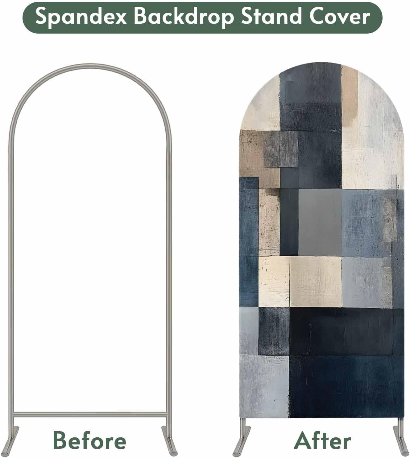 Jnbasdffb 7.2 Abstract Geometric Wedding Arch Cover,Stretchy Spandex Arch Backdrop Stand Covers FT,Blue Beige Gradient