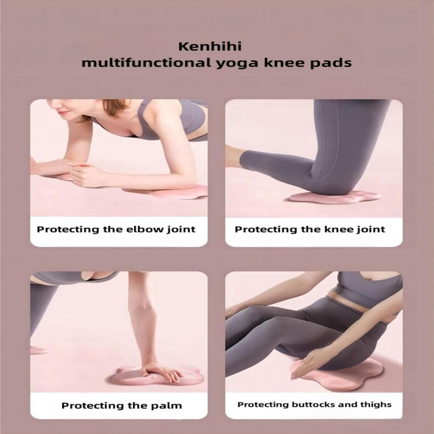 Kenhihi Yoga Knee Guards (Set of 2) - Male and Female Yoga Props and Accessories for Fitness, Travel, Meditation, Kneeling, Balance, Floor, Pilates Pads for Knee and Elbow (Purple)
