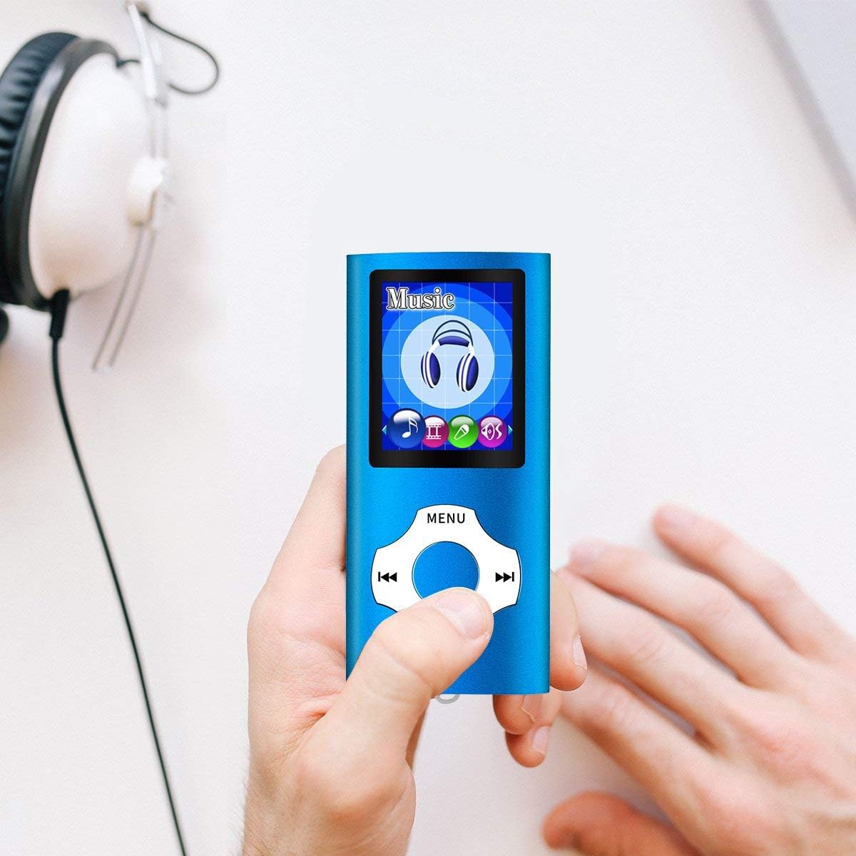 WOWSYS MP3/MP4 Player,1.8 Inch 64GB Portable LCD Screen and Card Slot,Max Support TF Card,Darkblue