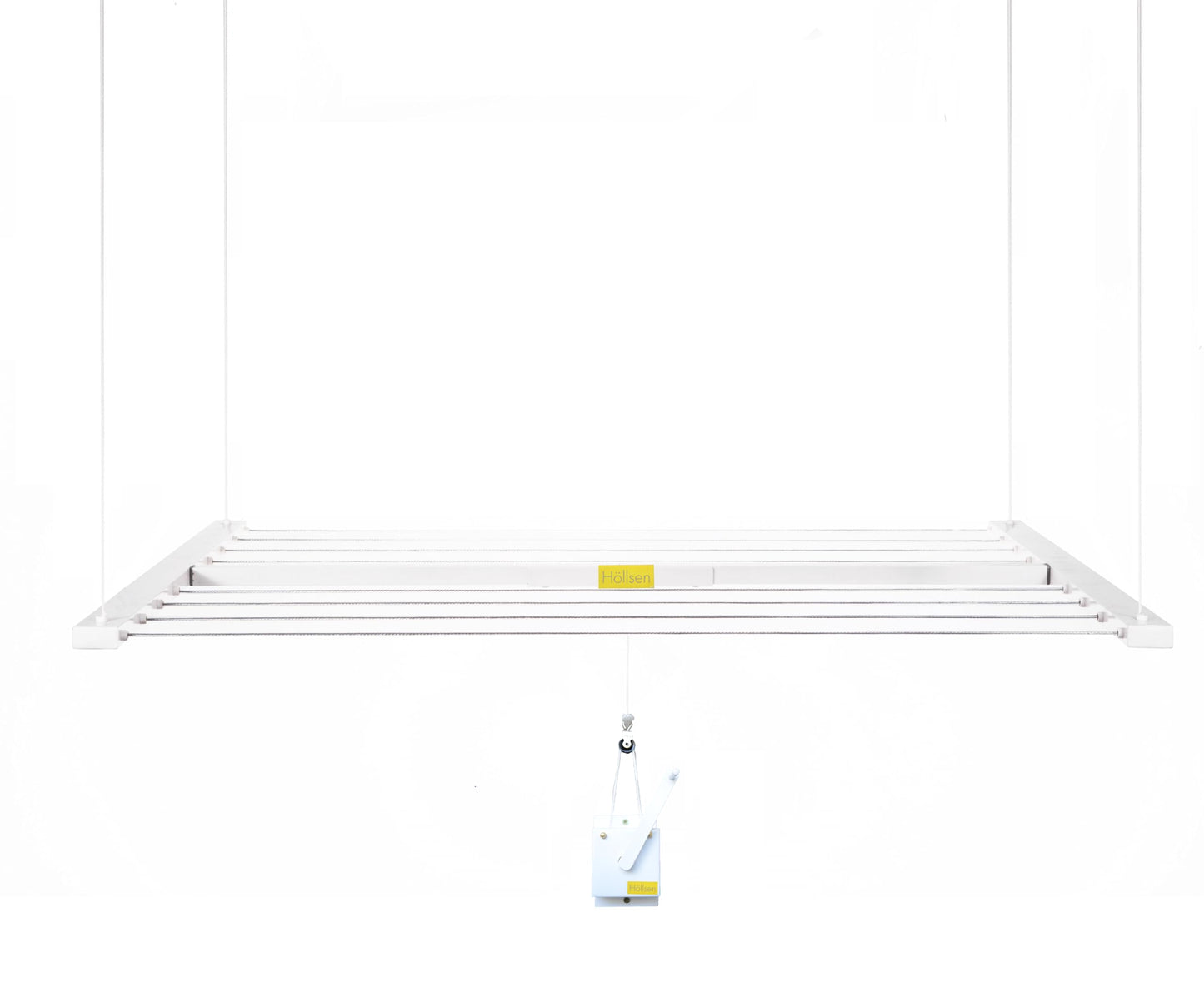 Höllsen XL Ceiling Mounted Drying Rack – Heavy-Duty Pulley Clothesline for Large Loads – Rustproof Aluminum Frame (64" x 23.6")