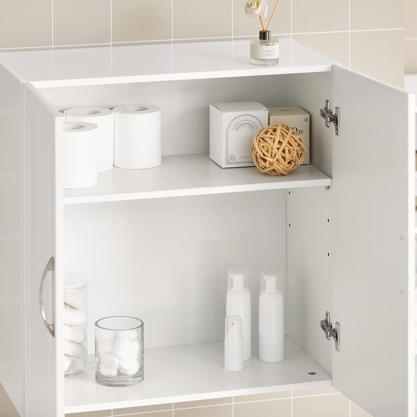 Haotian Wall Cabinet Laundry Room, Medicine Cabinet for Bathroom Kitchen Garage, Wall Storage Cabinet with Adjustable Shelf, White FRG231-W