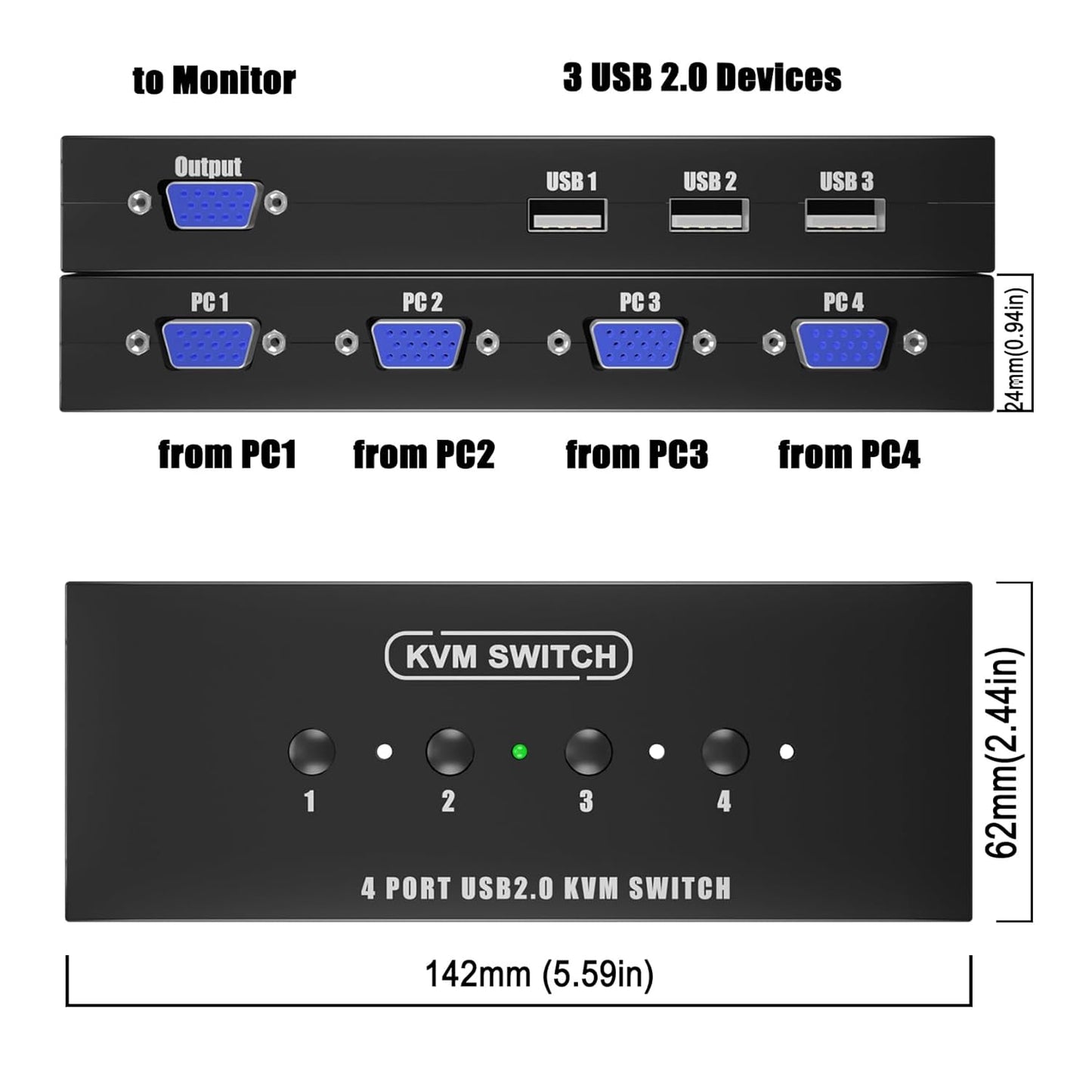 4 4 1 3 2.0 OS,4 1 KVM Switch VGA Port - VGA KVM Switch for Computers Share Monitor & USB Devices,Keyboard Mouse