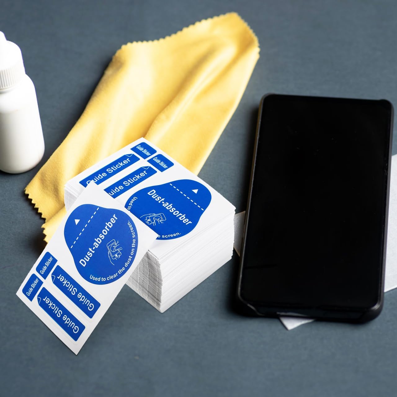 Uonlytech LCD Screen Cleaning Decals - 600 Pcs Portable Dust Removal Stickers for Phones & Tablets