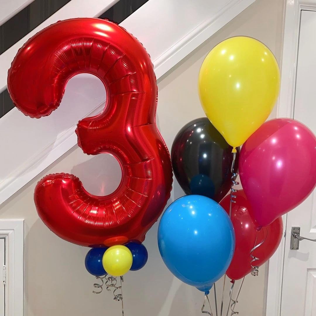 Red 5 Balloons by [Brand Name] - 40 Inch Foil Mylar Helium Number 5 for Birthday & Anniversary Decor